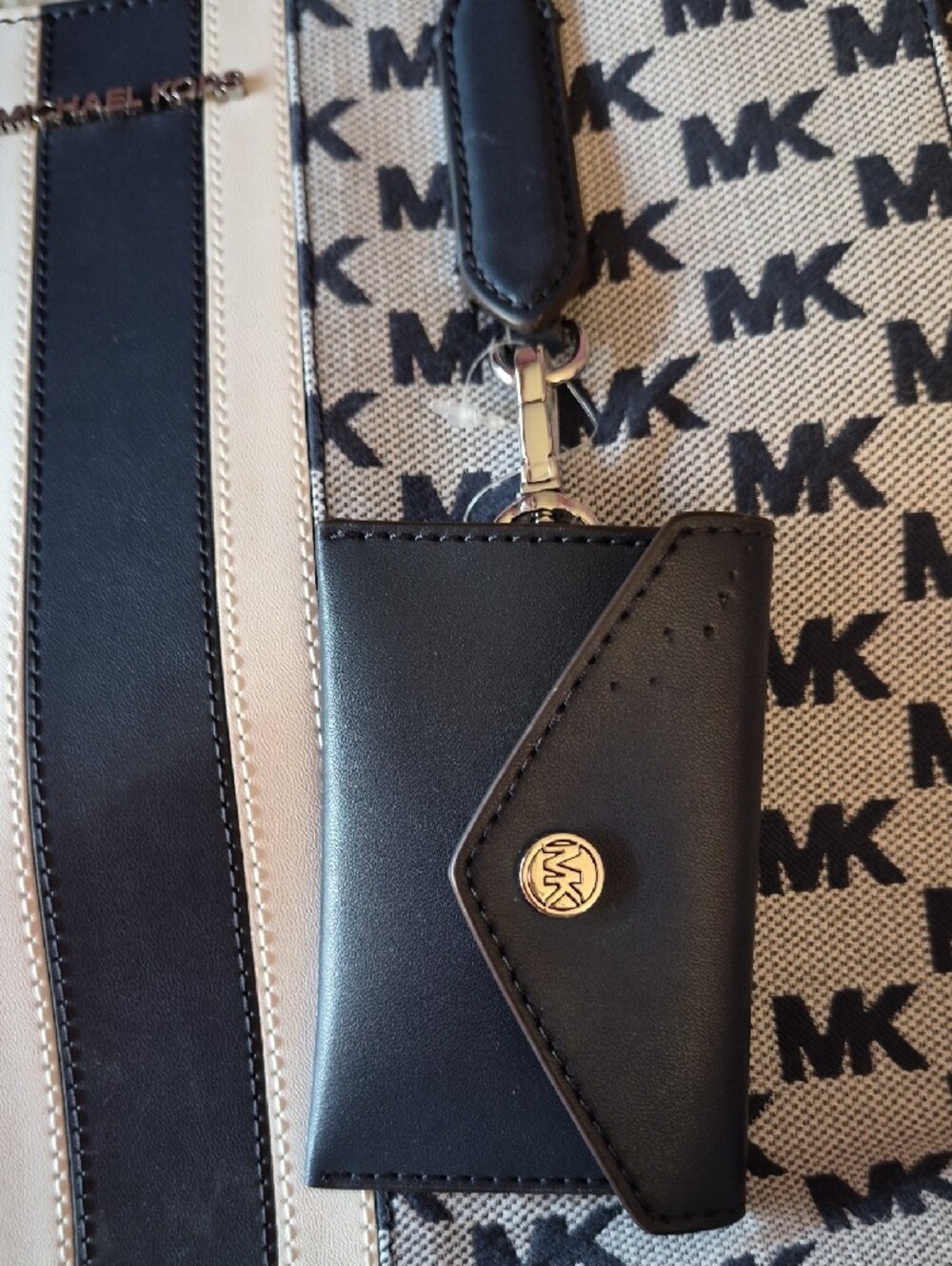 Michael Kors Vincent Navy and White Logo Stripe Tote - Picture 2 of 7
